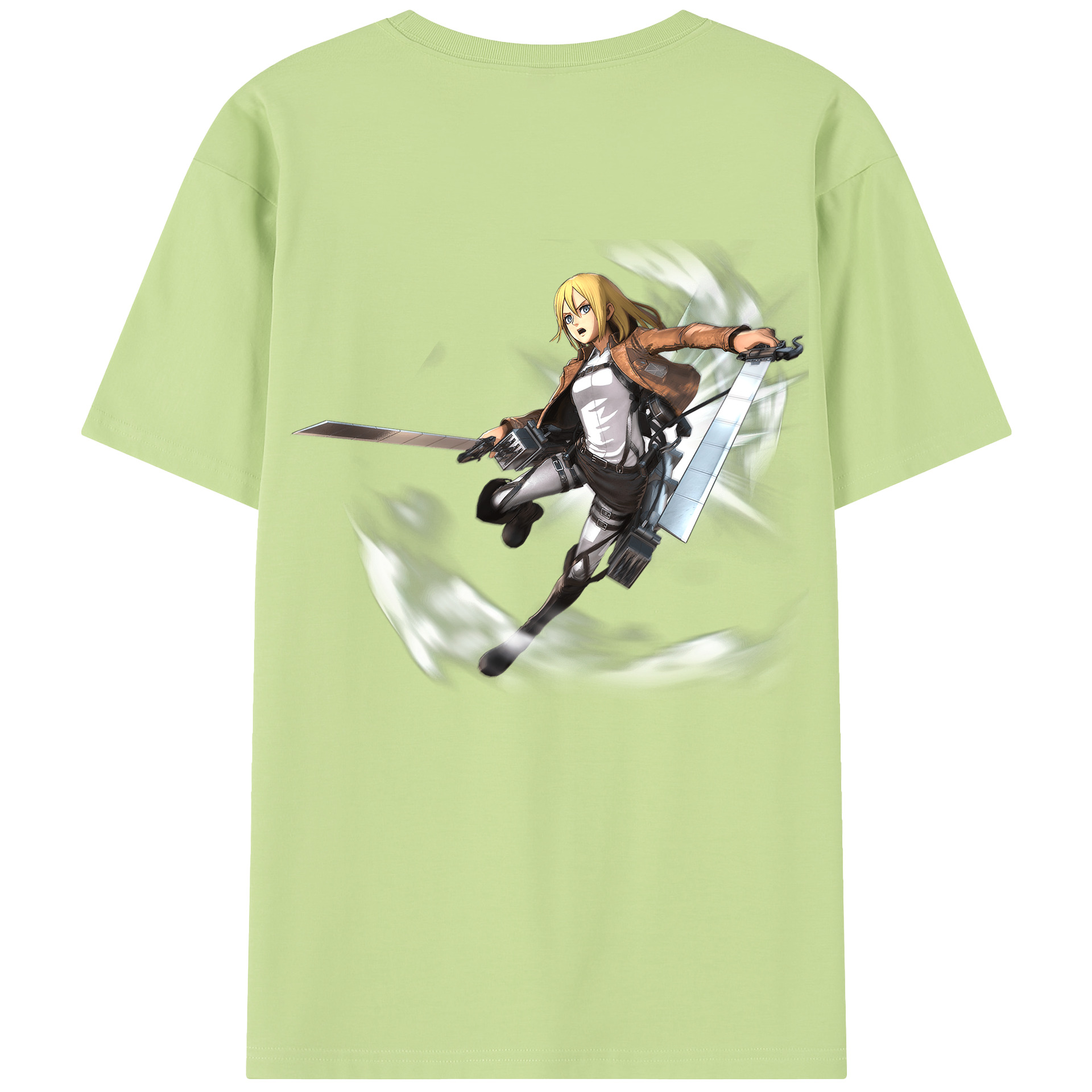 （画像用） 進撃の巨人 クリスタ·レンズ Attack on Titan Christa Lenz 綿100％半袖Tシャツ（背面プリント）